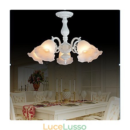 Montaggio a filo cinque luci bianco europeo retrò classico Montaggio a filo cinque luci bianco europeo retrò classico