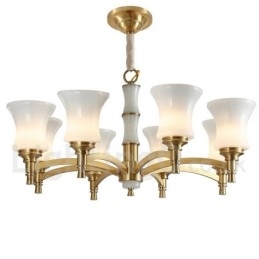 Lampadario a sospensione in ottone puro, rustico, retrò, vintage, con paralumi in vetro e pietra
