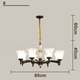 Lampadario a sospensione in ottone puro, rustico, retrò, vintage, con paralumi in vetro e pietra