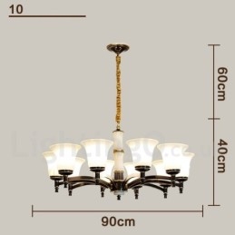 Lampadario a sospensione in ottone puro, rustico, retrò, vintage, con paralumi in vetro e pietra