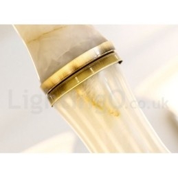 Lampadario a sospensione in ottone puro, rustico, retrò, vintage, con paralumi in vetro e pietra