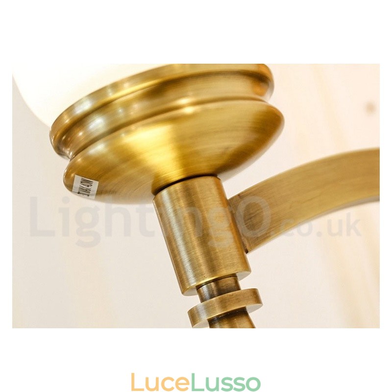 Lampadario a sospensione in ottone puro, rustico, retrò, vintage, con paralumi in vetro e pietra