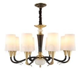 Lampadario a sospensione in ottone puro, rustico, retrò, vintage, con paralumi in vetro e pietra