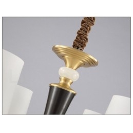 Lampadario a sospensione in ottone puro, rustico, retrò, vintage, con paralumi in vetro e pietra