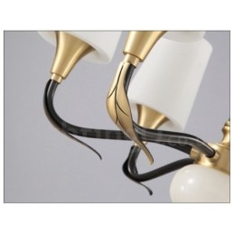 Lampadario a sospensione in ottone puro, rustico, retrò, vintage, con paralumi in vetro e pietra