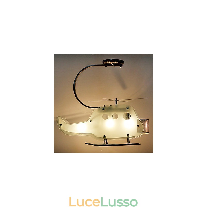 Lampada per bambini semplice Lampada per elicottero in vetro con cartoni animati