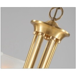 Lampadario a candela in ottone puro, rustico, retrò, vintage, con paralumi in vetro