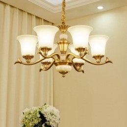 Lampadario a sospensione in ottone puro, rustico, retrò, vintage, con paralumi in vetro e pietra