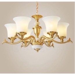 Lampadario a sospensione in ottone puro, rustico, retrò, vintage, con paralumi in vetro e pietra