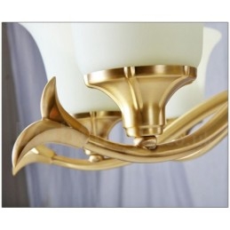 Lampadario a sospensione in ottone puro, rustico, retrò, vintage, con paralumi in vetro e pietra