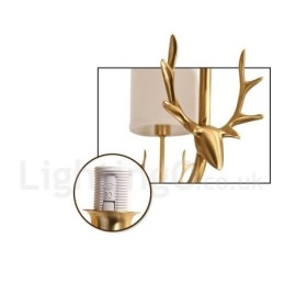 Lampadario a candela in ottone puro, rustico, retrò, vintage, con paralumi in tessuto