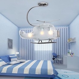 Lampada per bambini semplice Lampada per elicottero in vetro con cartoni animati