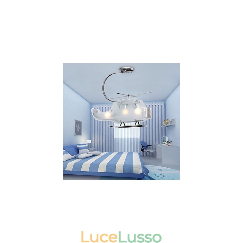Lampada per bambini semplice Lampada per elicottero in vetro con cartoni animati