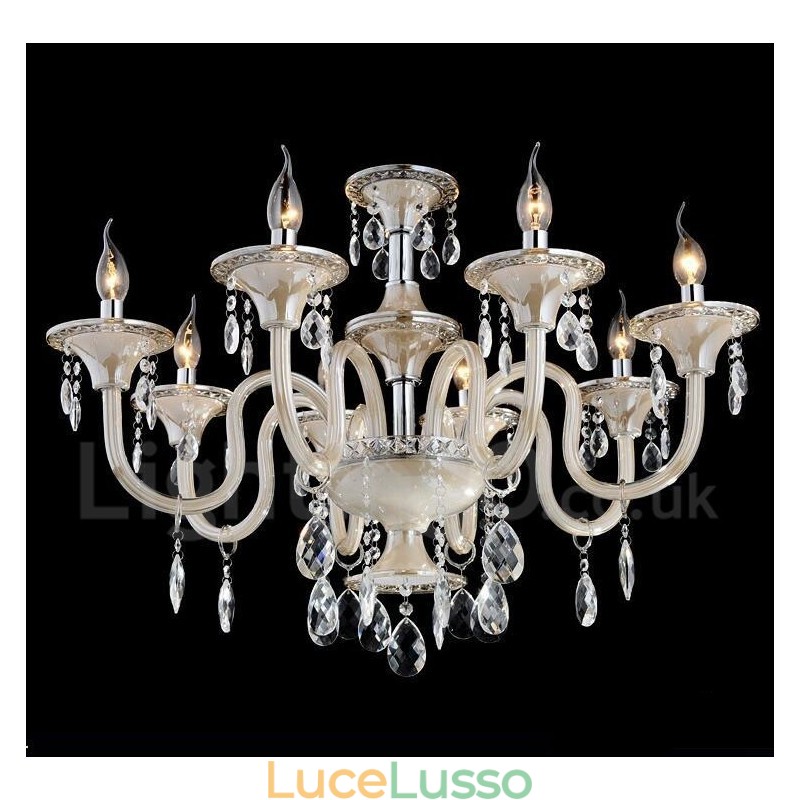Lampadario a candela moderno e contemporaneo di lusso in cristallo