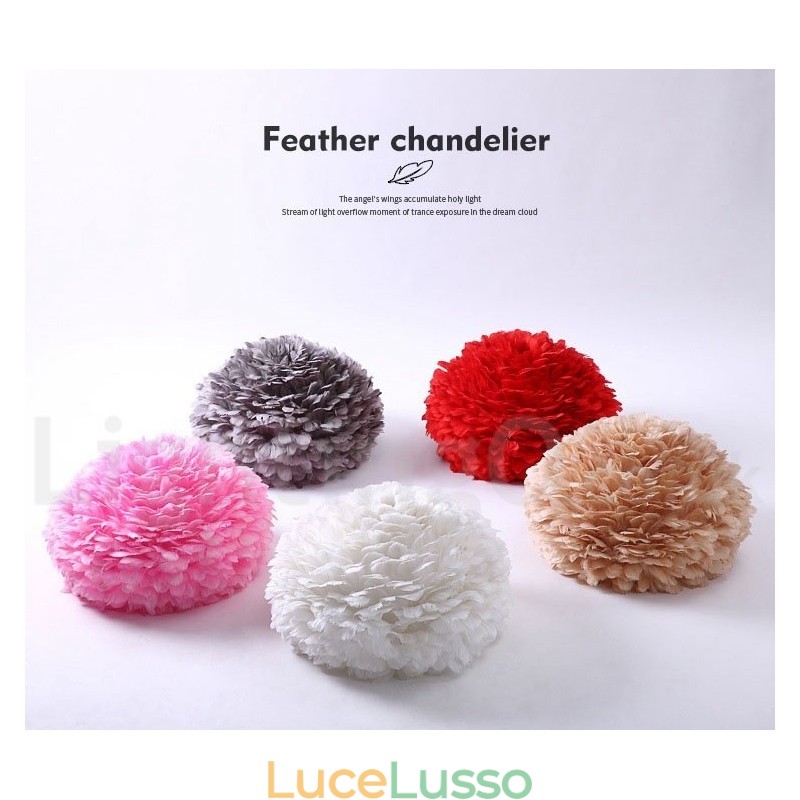 Lampadario a forma di piuma multicolore, moderno e contemporaneo