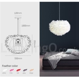 Lampadario a forma di piuma multicolore, moderno e contemporaneo