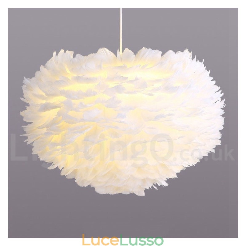 Lampadario a forma di piuma multicolore, moderno e contemporaneo