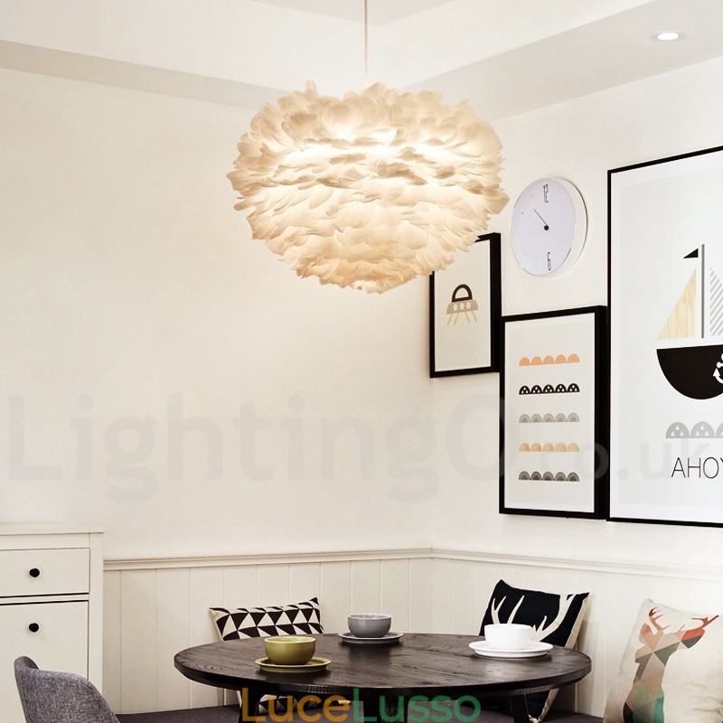Lampadario a forma di piuma multicolore, moderno e contemporaneo