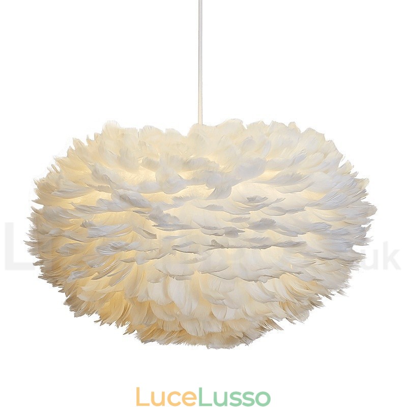 Lampadario a forma di piuma multicolore, moderno e contemporaneo