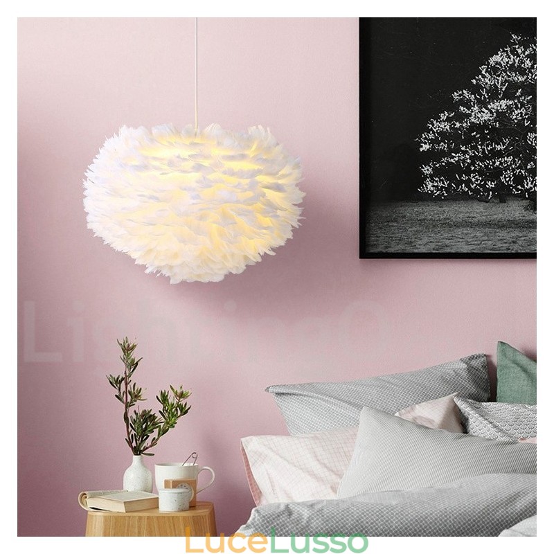 Lampadario a forma di piuma multicolore, moderno e contemporaneo