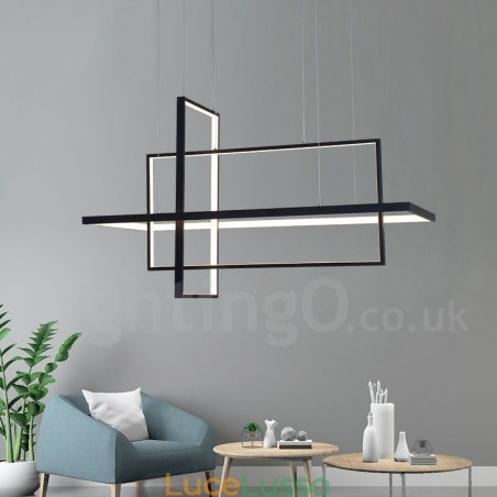 Lampada a sospensione lineare dimmerabile con telecomando Luce ambientale Finiture verniciate Alluminio Design moderno Lampada a sospensione lineare dimmerabile con telecomando Luce ambientale Finiture verniciate Alluminio Design moderno