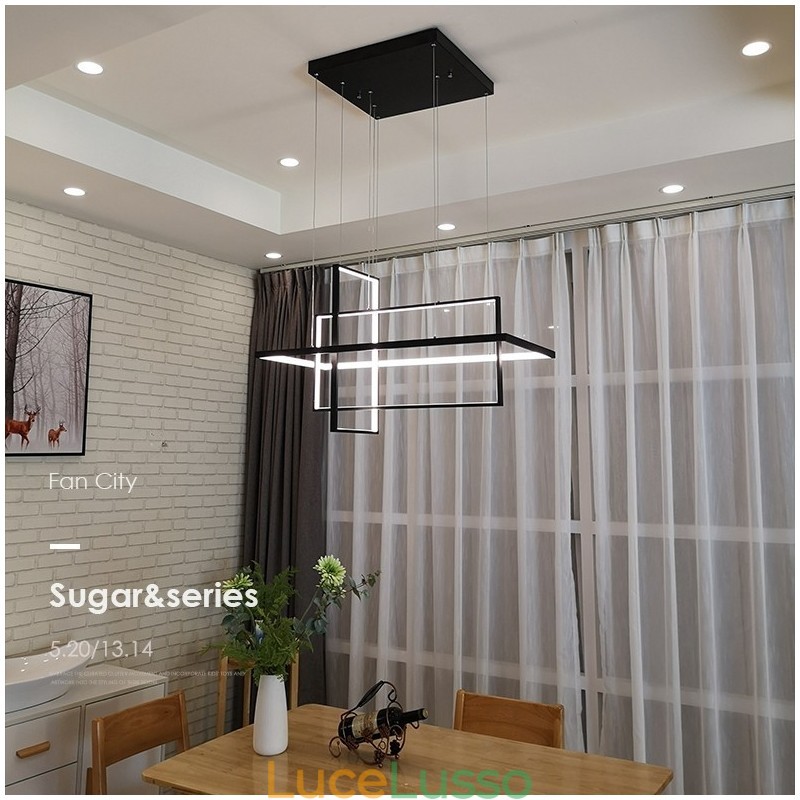 Lampada a sospensione lineare dimmerabile con telecomando Luce ambientale Finiture verniciate Alluminio Design moderno