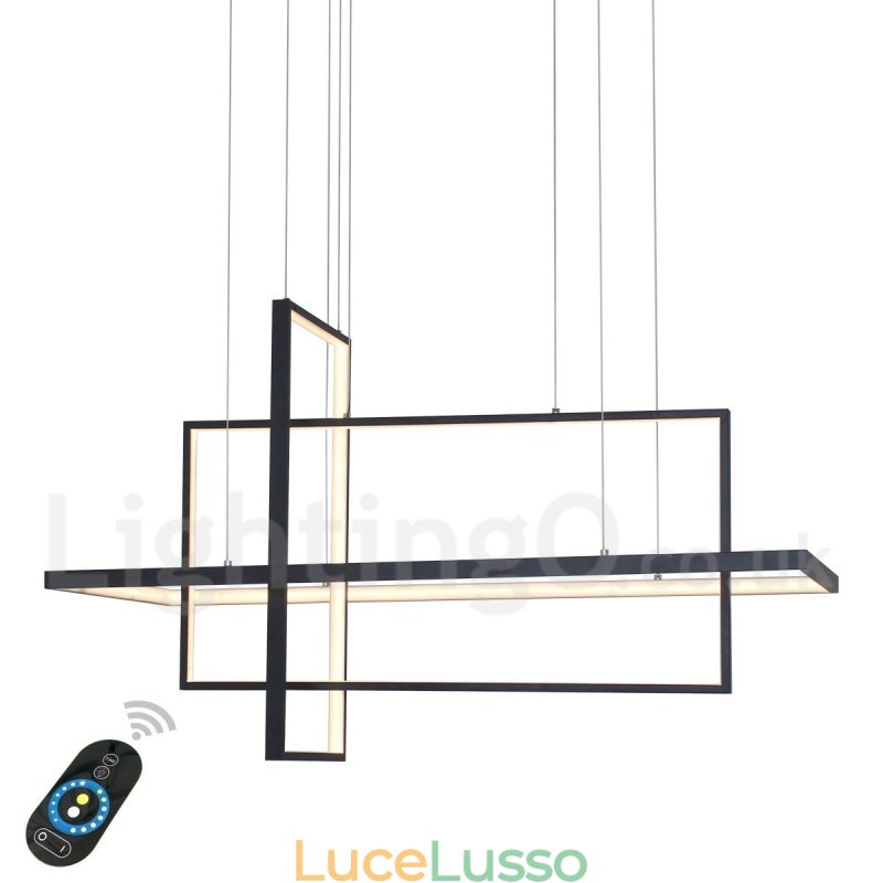 Lampada a sospensione lineare dimmerabile con telecomando Luce ambientale Finiture verniciate Alluminio Design moderno
