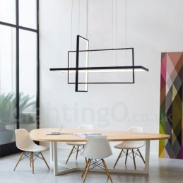 Lampada a sospensione lineare dimmerabile con telecomando Luce ambientale Finiture verniciate Alluminio Design moderno