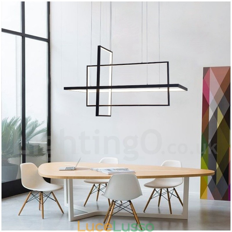 Lampada a sospensione lineare dimmerabile con telecomando Luce ambientale Finiture verniciate Alluminio Design moderno