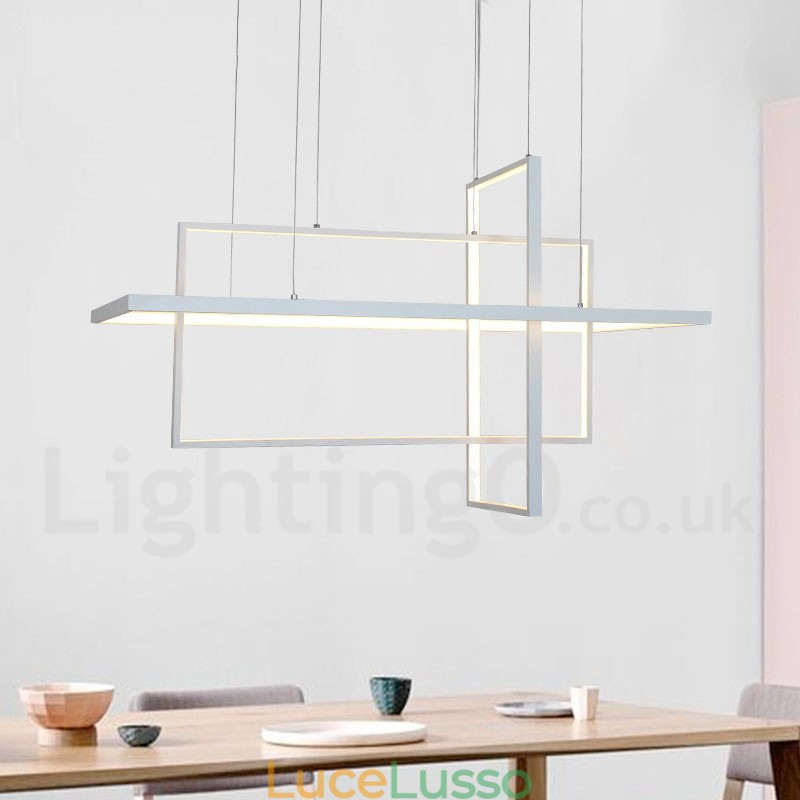 Lampada a sospensione lineare dimmerabile con telecomando Luce ambientale Finiture verniciate Alluminio Design moderno