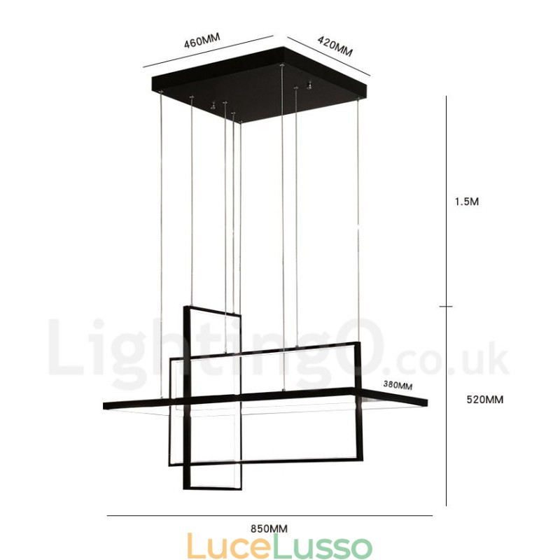 Lampada a sospensione lineare dimmerabile con telecomando Luce ambientale Finiture verniciate Alluminio Design moderno