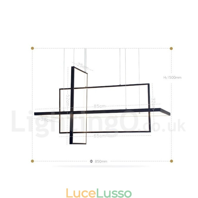Lampada a sospensione lineare dimmerabile con telecomando Luce ambientale Finiture verniciate Alluminio Design moderno