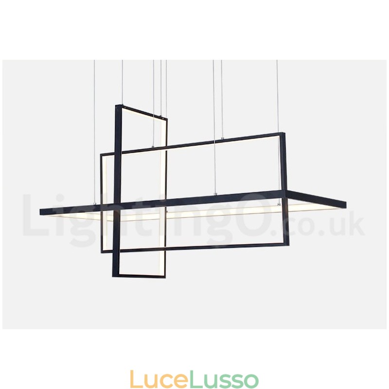 Lampada a sospensione lineare dimmerabile con telecomando Luce ambientale Finiture verniciate Alluminio Design moderno
