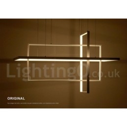 Lampada a sospensione lineare dimmerabile con telecomando Luce ambientale Finiture verniciate Alluminio Design moderno