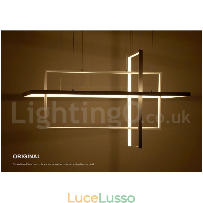 Lampada a sospensione lineare dimmerabile con telecomando Luce ambientale Finiture verniciate Alluminio Design moderno