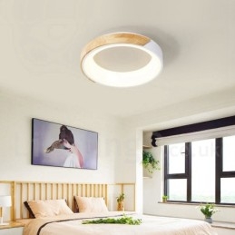 Lampada da soffitto rotonda in legno multicolore dimmerabile con paralume in acrilico Lampada da soffitto in stile nordico