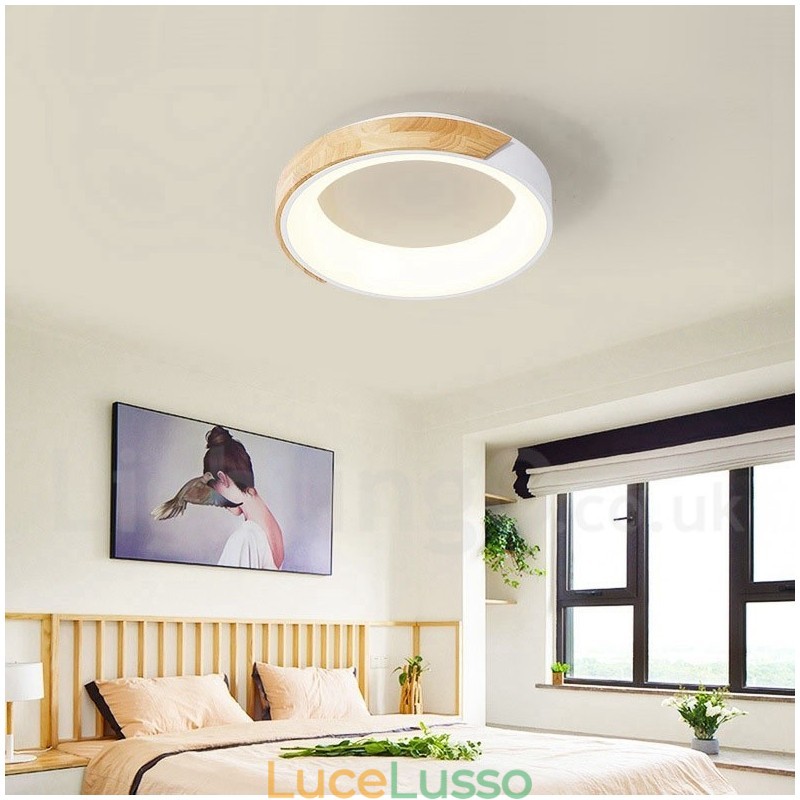 Lampada da soffitto rotonda in legno multicolore dimmerabile con paralume in acrilico Lampada da soffitto in stile nordico