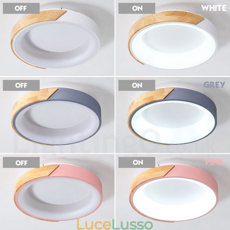 Lampada da soffitto rotonda in legno multicolore dimmerabile con paralume in acrilico Lampada da soffitto in stile nordico