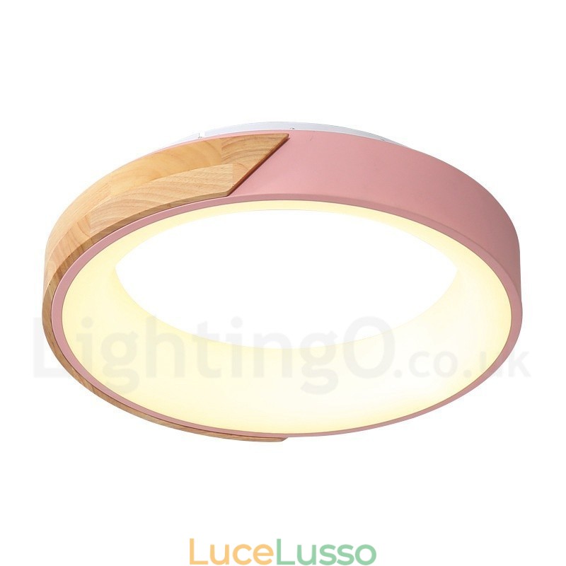 Lampada da soffitto rotonda in legno multicolore dimmerabile con paralume in acrilico Lampada da soffitto in stile nordico