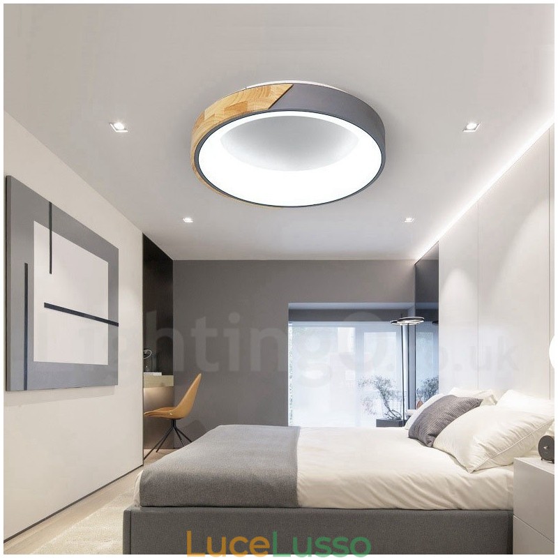 Lampada da soffitto rotonda in legno multicolore dimmerabile con paralume in acrilico Lampada da soffitto in stile nordico