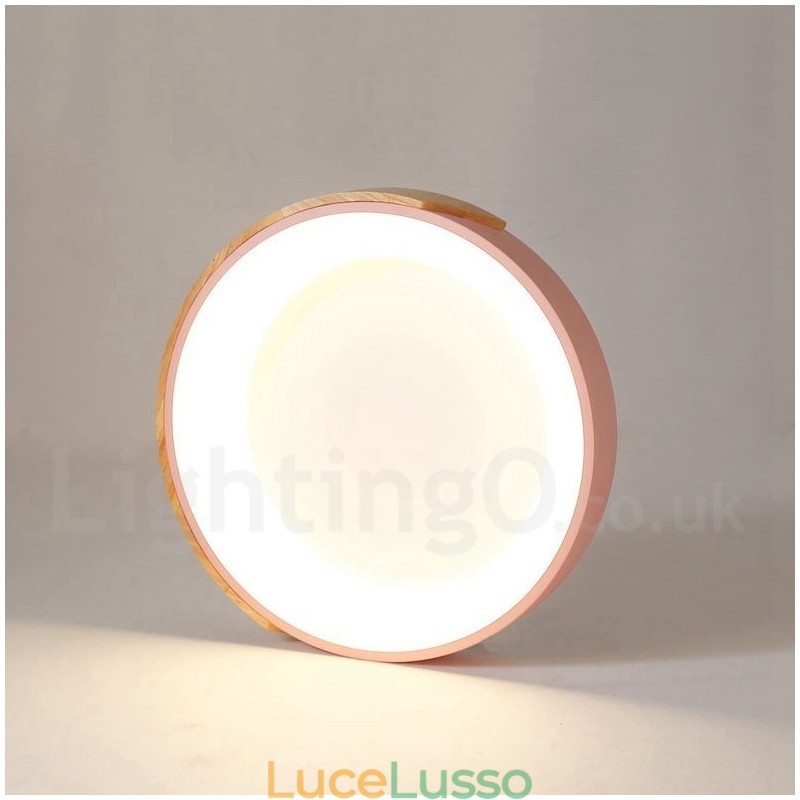Lampada da soffitto rotonda in legno multicolore dimmerabile con paralume in acrilico Lampada da soffitto in stile nordico