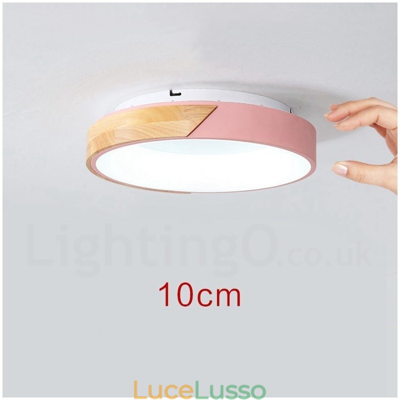 Lampada da soffitto rotonda in legno multicolore dimmerabile con paralume in acrilico Lampada da soffitto in stile nordico
