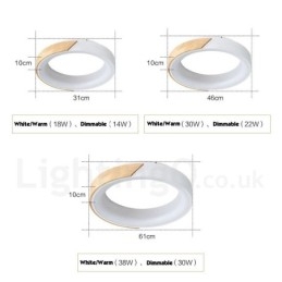 Lampada da soffitto rotonda in legno multicolore dimmerabile con paralume in acrilico Lampada da soffitto in stile nordico