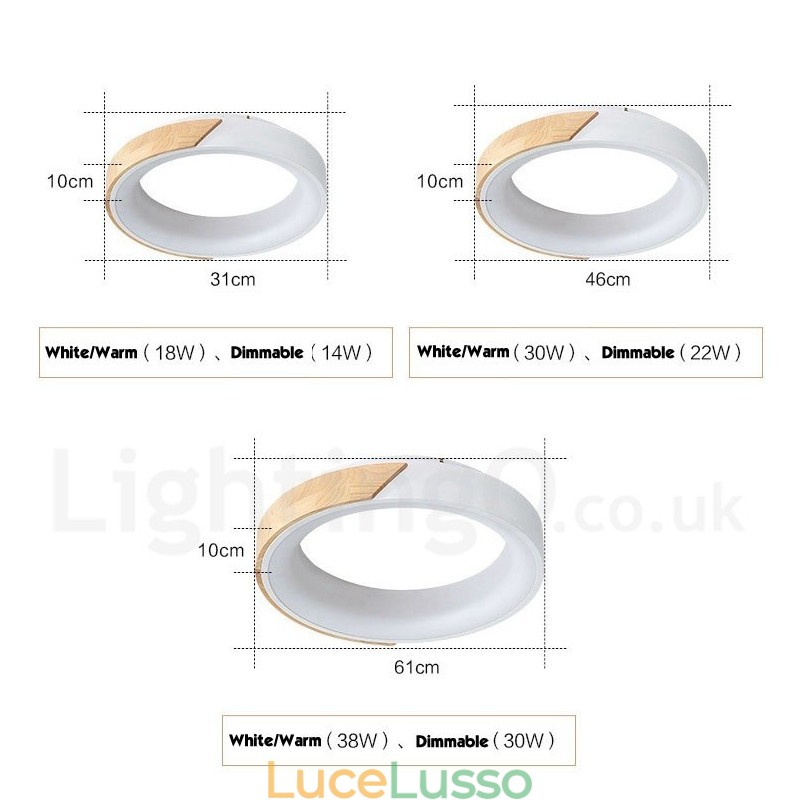 Lampada da soffitto rotonda in legno multicolore dimmerabile con paralume in acrilico Lampada da soffitto in stile nordico