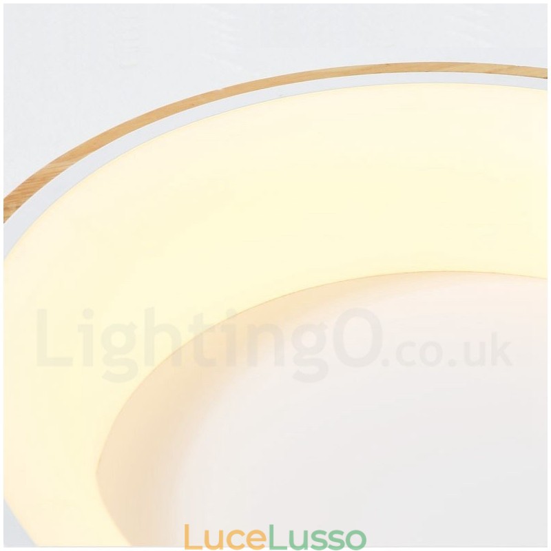 Lampada da soffitto rotonda in legno multicolore dimmerabile con paralume in acrilico Lampada da soffitto in stile nordico