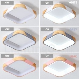 Lampada da soffitto quadrata in legno multicolore dimmerabile con paralume in acrilico Lampada da soffitto in stile nordico