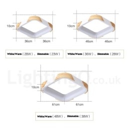 Lampada da soffitto quadrata in legno multicolore dimmerabile con paralume in acrilico Lampada da soffitto in stile nordico