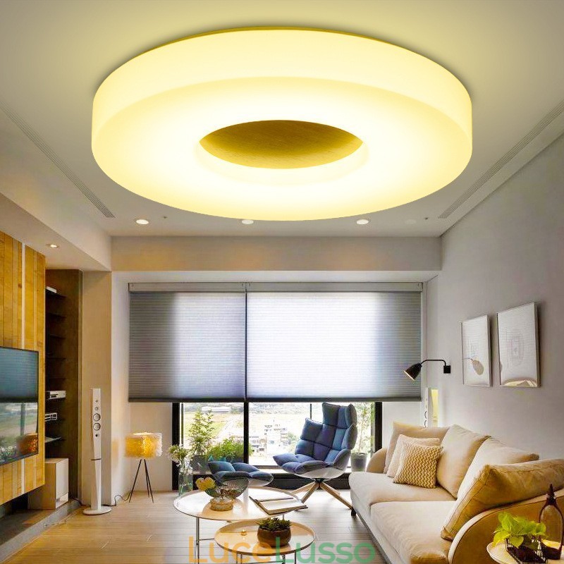 Lampada da soffitto rotonda in legno ultra sottile dimmerabile con paralume in acrilico Lampada da soffitto in stile nordico