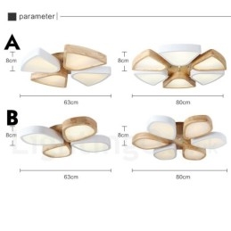 Lampada da soffitto in legno di petalo ultra sottile dimmerabile con paralume in acrilico Lampada da soffitto in stile nordico