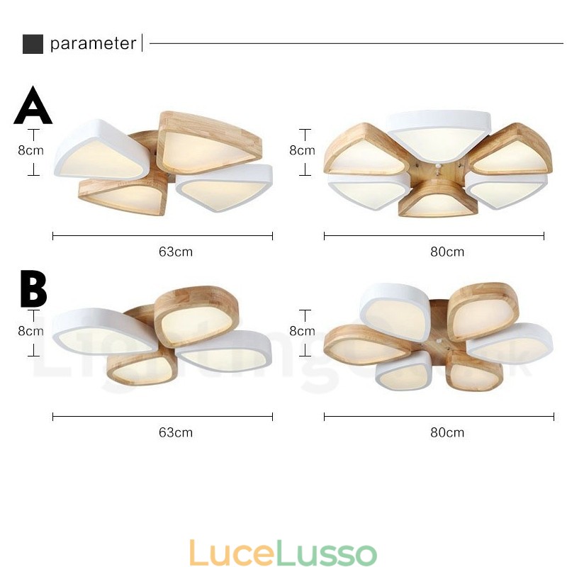 Lampada da soffitto in legno di petalo ultra sottile dimmerabile con paralume in acrilico Lampada da soffitto in stile nordico